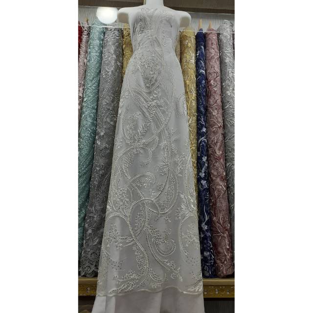 BAHAN KAIN TULLE PAYET KRISTAL MOTIF TERBARU