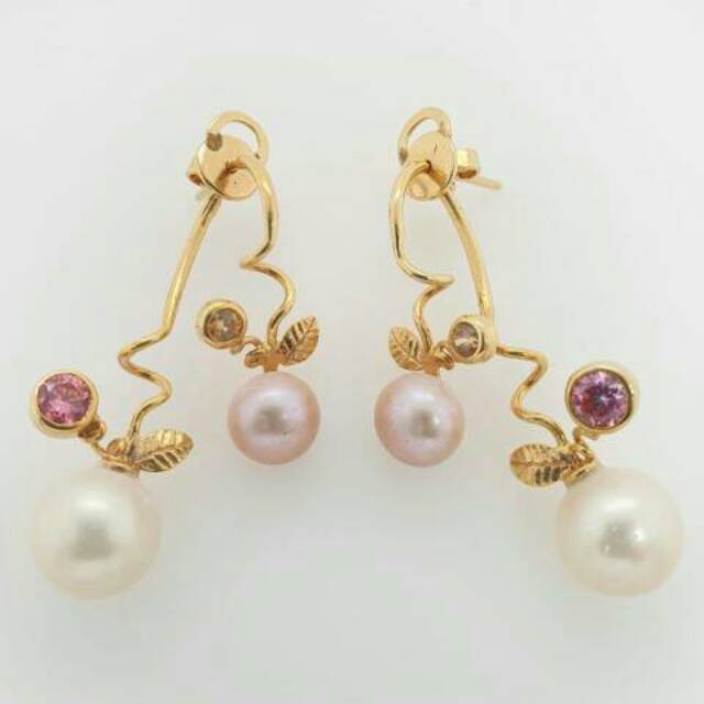 Anting Emas 17 K - Anting mutiara asli 9gr - 3698