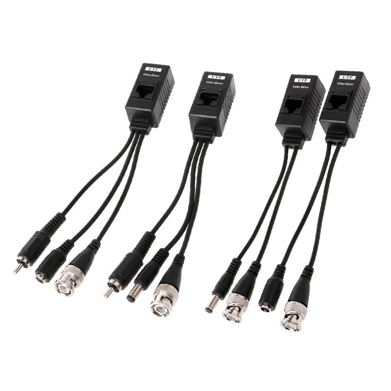 1 Pair BNC To RJ45 Passive Video Power Audio Balun Transceiver For CCTV Camera