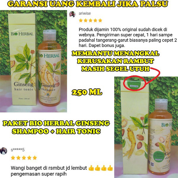 Paket Bio Herbal Ginseng Hair Tonic Dan Shampo Paket Perawatan Rambut Anti Rambut Rontok Shopee Indonesia