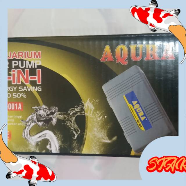 aquarium pompa udara battere AQURA ASP 001 A 5 IN 1 LOW WATT 1 out put batere