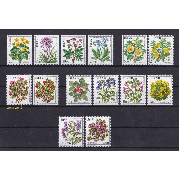 

0054 Perangko Islandia 1983-1988 Flowers 14v Mnh