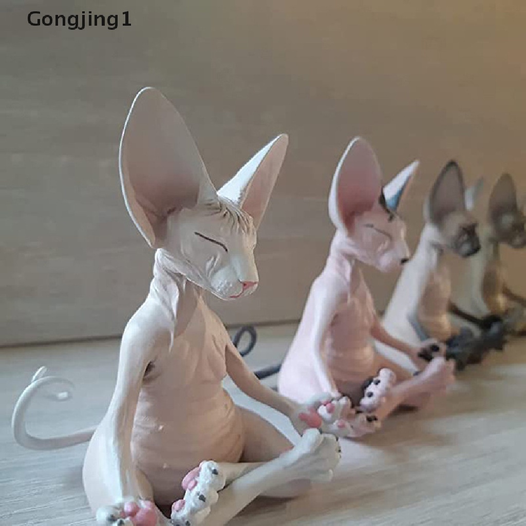 Gongjing1 Mainan Miniatur Kucing Meditasi Handmade Untuk Dekorasi