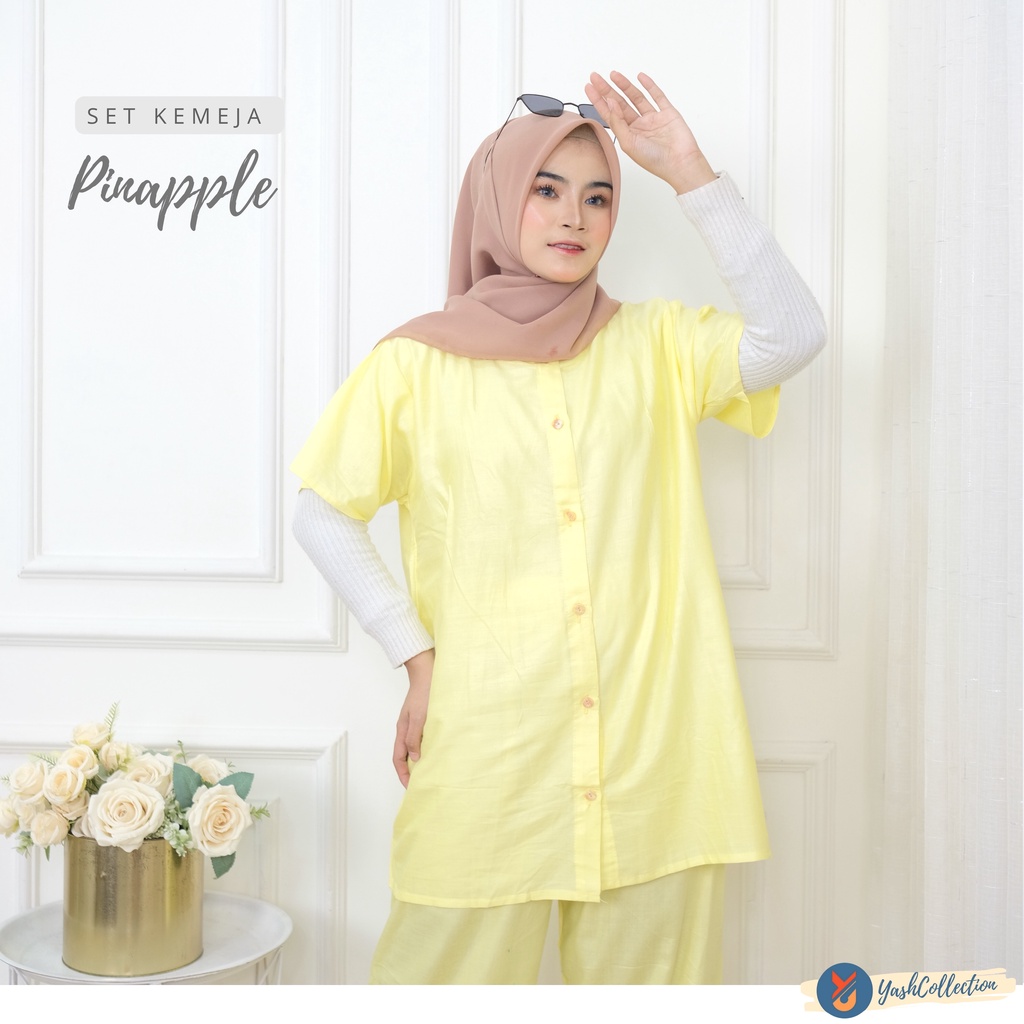 Baju Tidur Wanita Piyama Set Kemeja Cp Lengan Pendek Celana Panjang