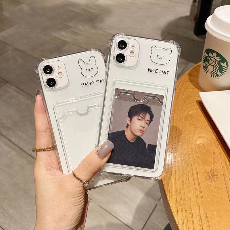 Soft Case Silikon TPU Transparan Shockproof Motif Beruang Untuk IPhone 13 12 Mini 11 10 Pro XS Max X XR 8 7 6 6S Plus SE 2020