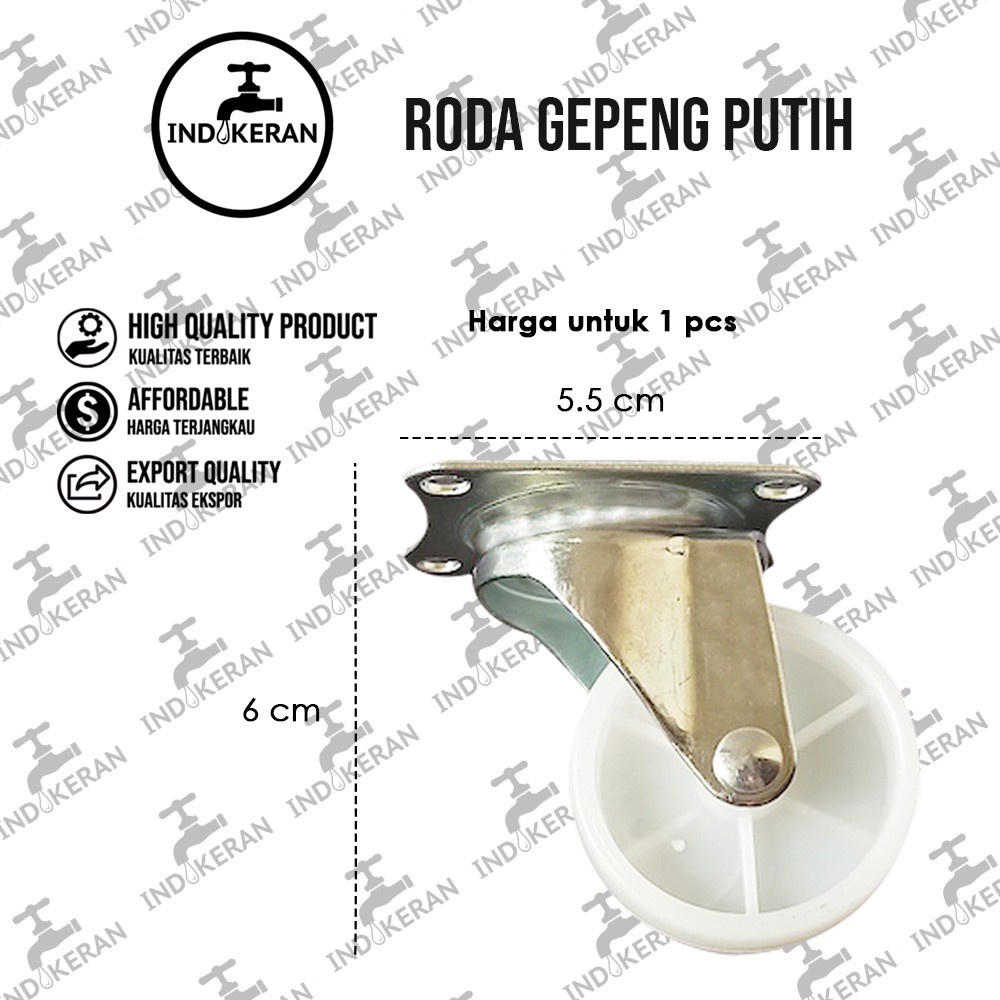 INDOKERAN - Roda Gepeng Kursi Caster Putih - 1 Pcs - High Quality