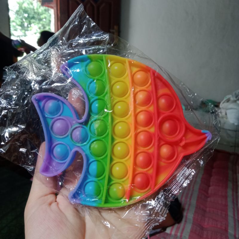 Pop It murah / Pop it besar / Pop it fidget / pop it tie dye / pop it rainbow-Ikan