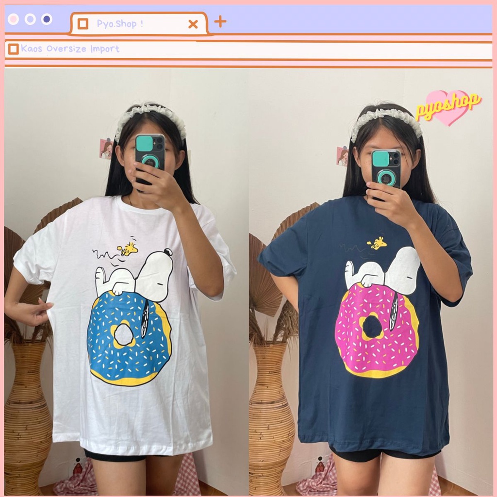 Kaos Oversize jumbo motif Snoopy Donat LD 120