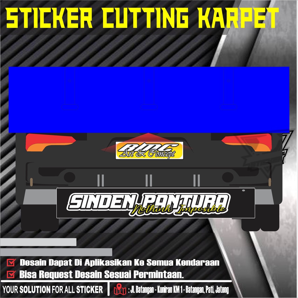 stiker cuting karpet truck bagian belakang.stiker variasi tulisan kepet truck canter/elf/dyna/umplon