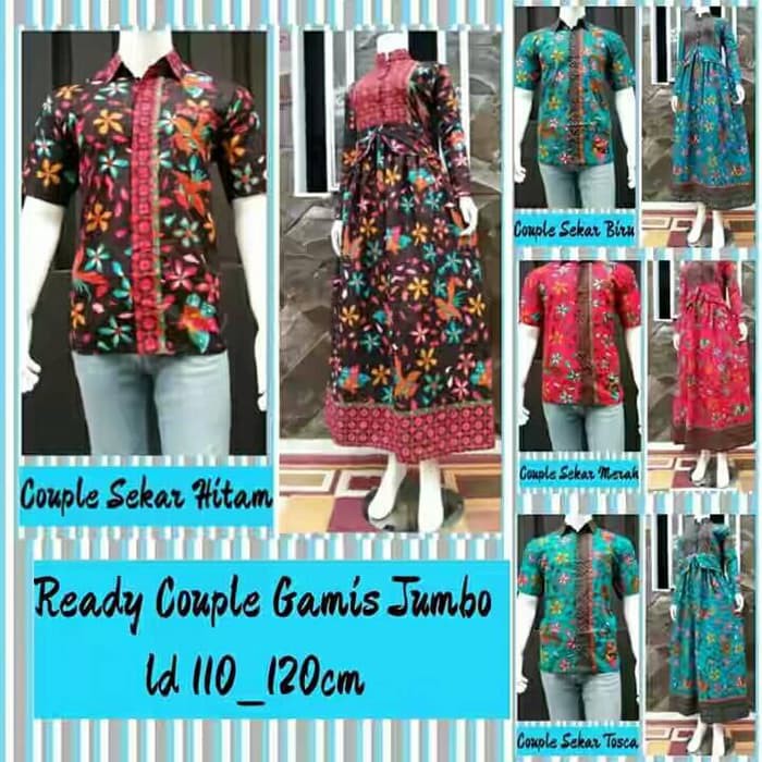 sarimbit couple gamis jumbo sekar batik pekalongan