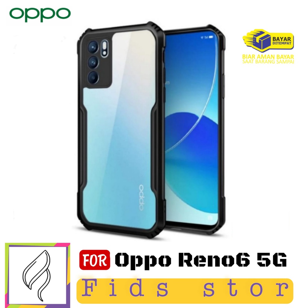 PROMO Case Oppo Reno6 5G Hardcase Armor Shockproof Fusion Bumper Transparan Reno 6 5G