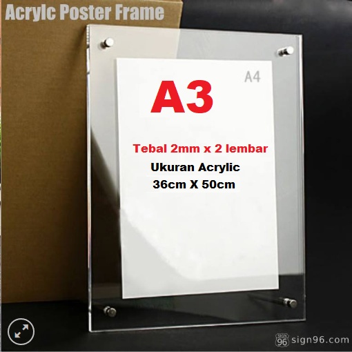 

Frame Poster- Papan iklan Mading - Acrylic 2mm - untuk Media/Kertas A3