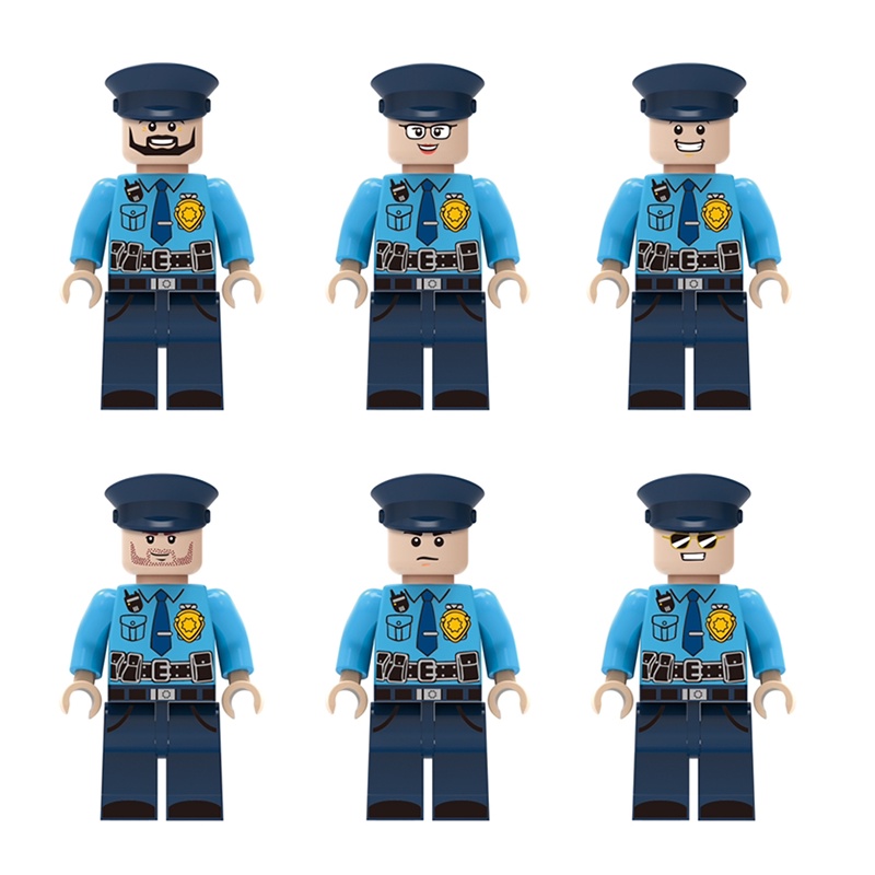 Set Figura Polisi Blok Bangunan Untuk Bermain Imajinatif 6pcs Dengan Fitur Realistis