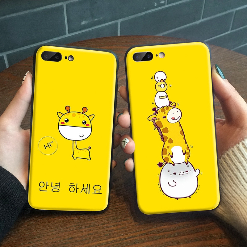 Casing Case Belakang Full Cover Warna Kuning Motif Jerapah untuk oppo