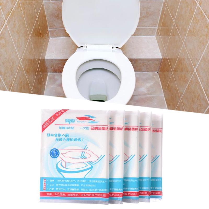 10pcs/set Disposable Toilet Seat Cover Travel Portable Toilet Alas Duduk Kamar Mandi Pembalut Kertas Pad Dissolved In Water