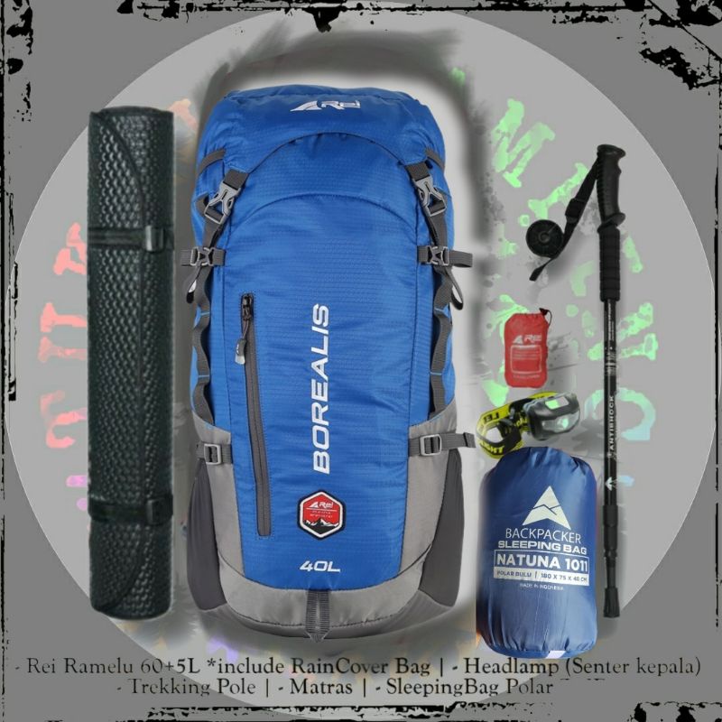 Paket Tas Gunung Semi keril Carrier rei Borealis 40 Liter / Rei Arei Borealis 40L Carrier Tas Gunung