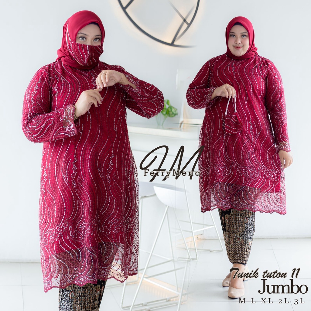 Ready tunik tulle tuton bigsize//tunik pesta jumbo//tunik tulle modern