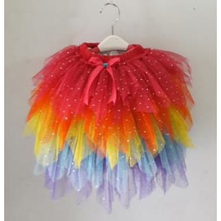Rok Anak Perempuan - Rok Celana Anak - Basic Skirt Rok Tutu Rok Tutu Susun Rainbow Merah-Kuning-