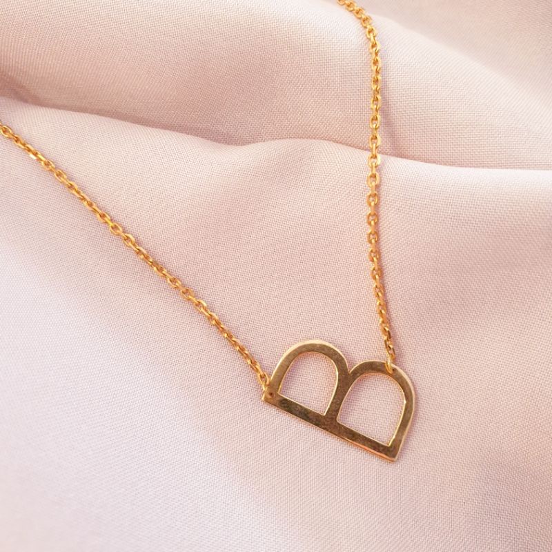 Kalung huruf B emas asli kadar 375, perhiasan emas, kalung emas, kalung dewasa, perhiasan kalung asl