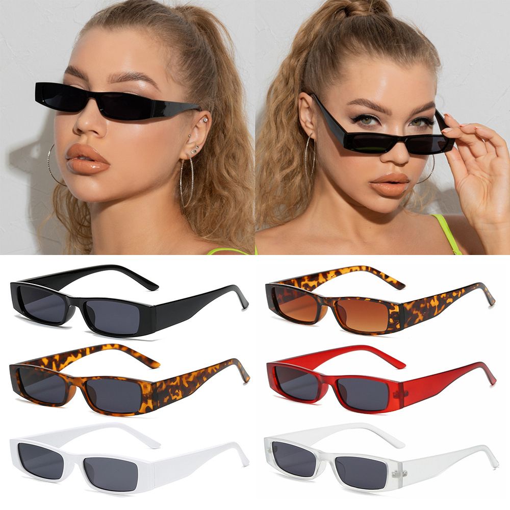 SUBEI Square Retro Sun Glasses Trending Small Frame Small Rectangle Sunglasses Women's Fashion UV400 Eyewear Vintage Narrow Sunglasses-4