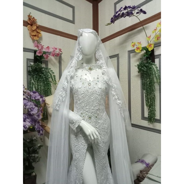 Kebaya akad bahan brukat sudah full payet