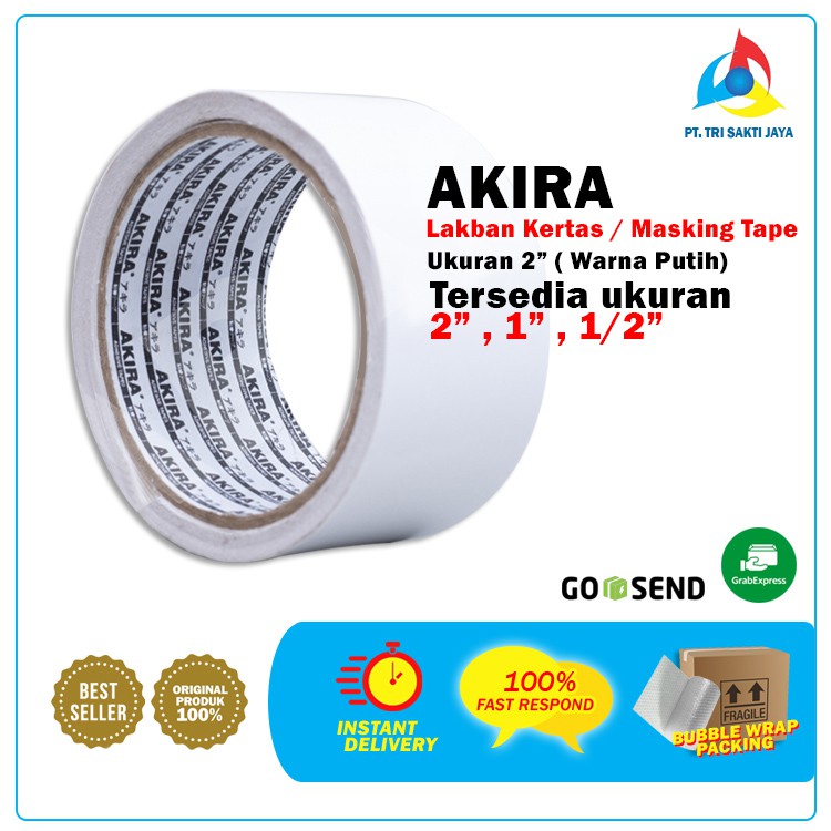 

Lakban Kertas Akira Premium / Masking Tape 1 Inch / Tersedia Ukuran 2" , 1" , 1/2