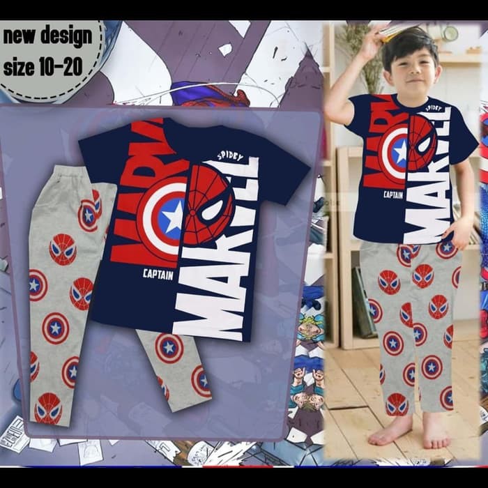 Baju Anak Laki Setelan London Kids Kaos Marvel