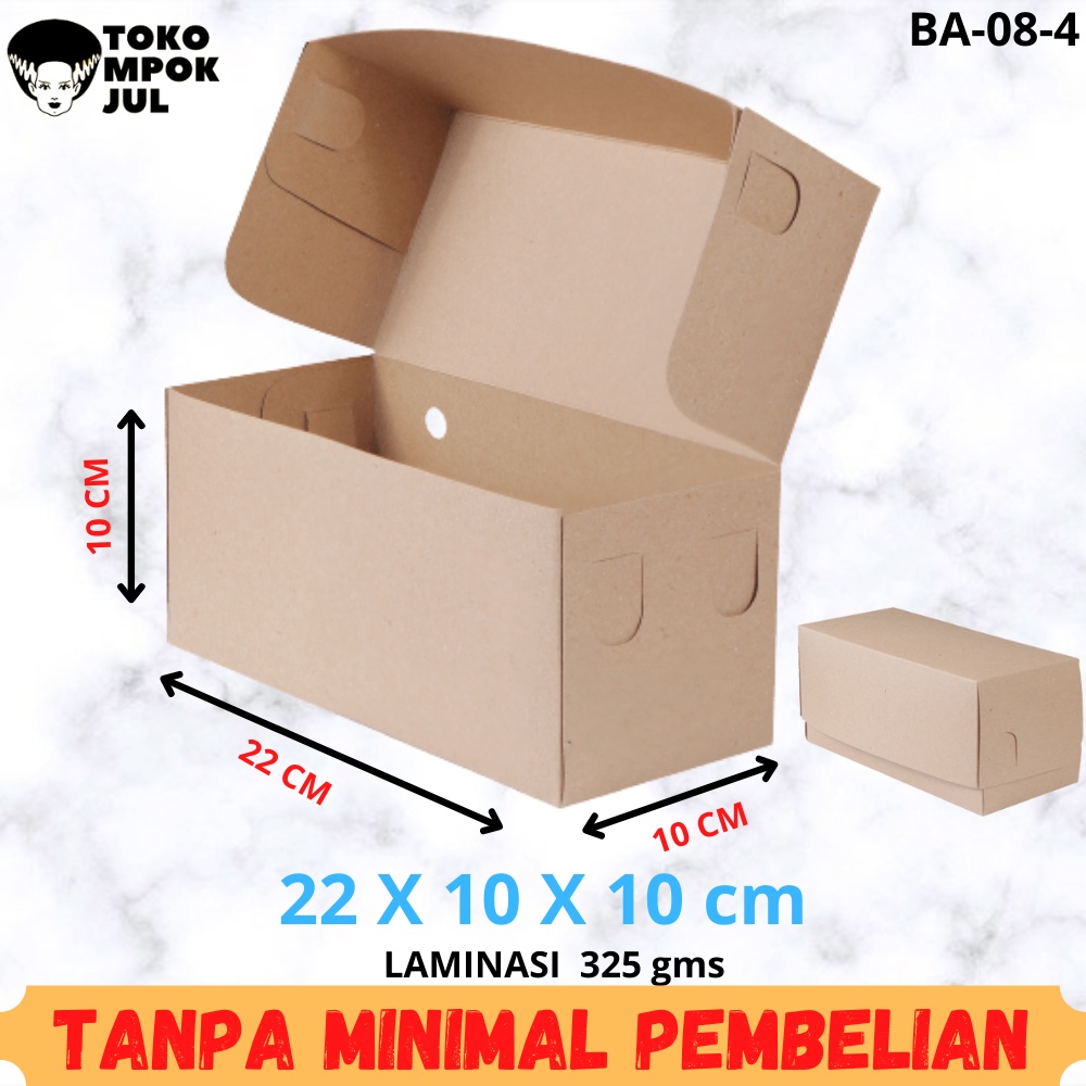 

TANPA MINIMUM - Kardus Dus Box Kotak Roti Bolu Roti Bakar Martabak Brownies Kue Bolu Bomboloni 22x10x10 Laminasi