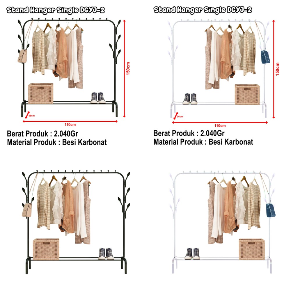 Stand Hanger Gawangan Besi Kuat Gantungan Baju Multifungsi HomeLiving