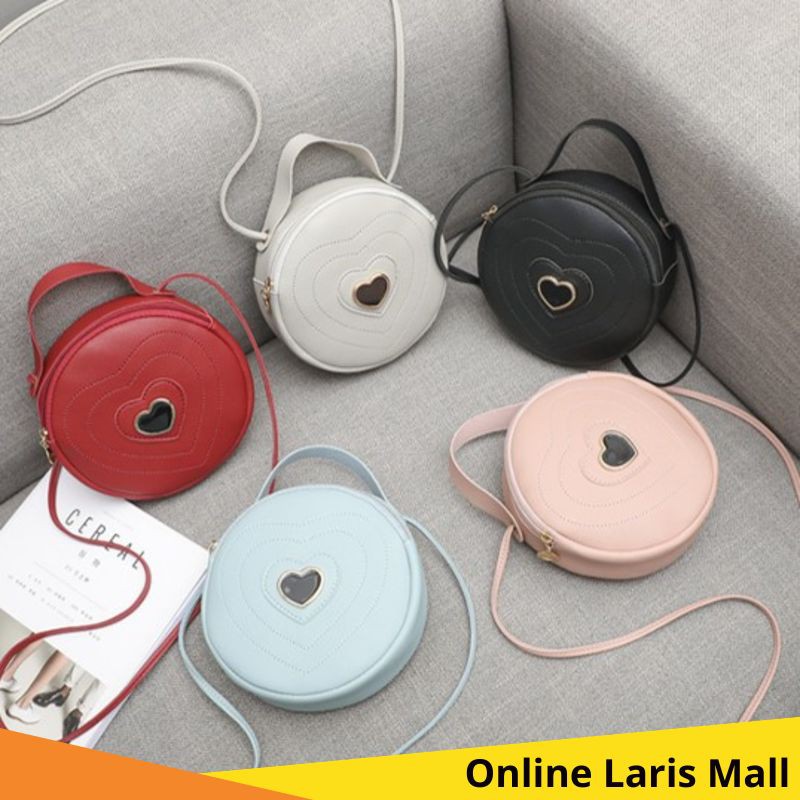 OLM - T331 TAS SELEMPANG BULAT LOVE / SLINGBAG / TASSLEMPANG / TAS WANITA / IMPORT BATAM