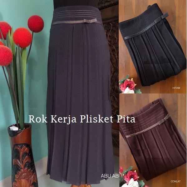 Rok prisket kerja muslim wanita/rok prisket lipat pita