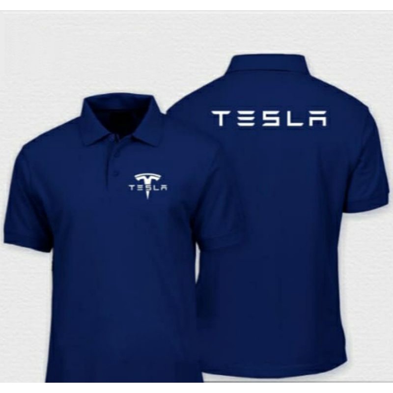 Kaos Tesla full bordir kaos polo Tesla kaos kerah Tesla polo shirt Tesla kaos kerah Tesla kaos katun