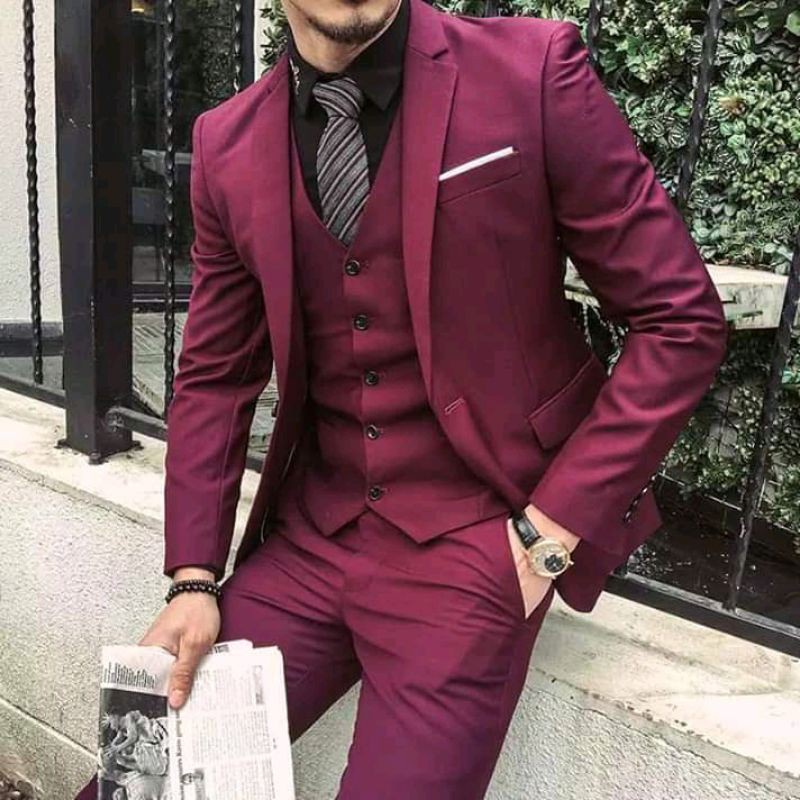 Jas Wisuda Blazer Pria Hitam List Pinggir Jas Formal Jas Pengantin Nikah Jas Kerja Murah Satu Set