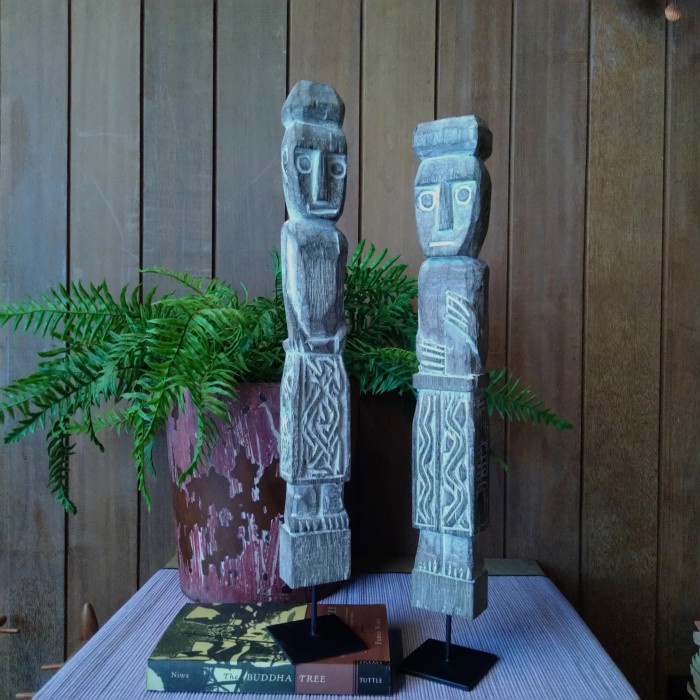 Leolle Patung Kayu Antik Primitif Dekorasi Ruang Tamu Seni Budaya Nusantara