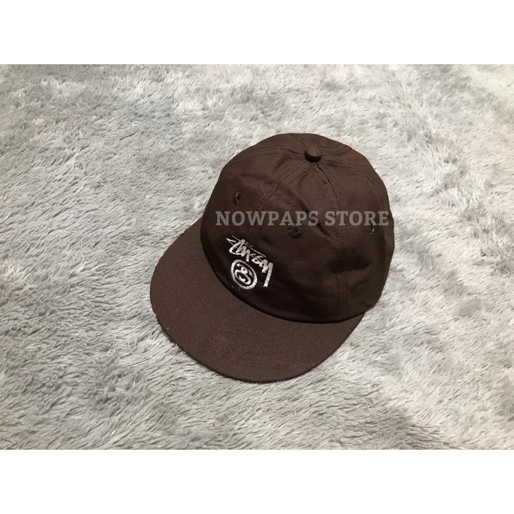 topi cap Snapback Stussy coklat SS Logo Premium Quality.topi stussy coklat snapaback original stussy