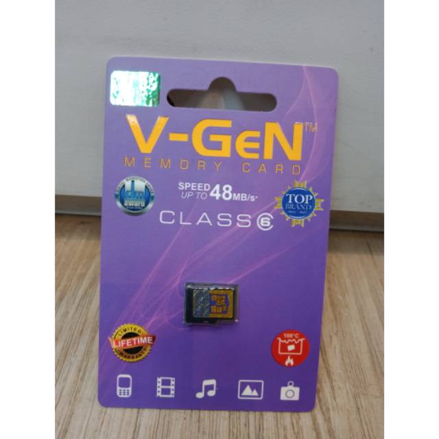 MEMORY V-GEN ORIGINAL 16GB CLASS 6 GARANSI SEUMUR HIDUP