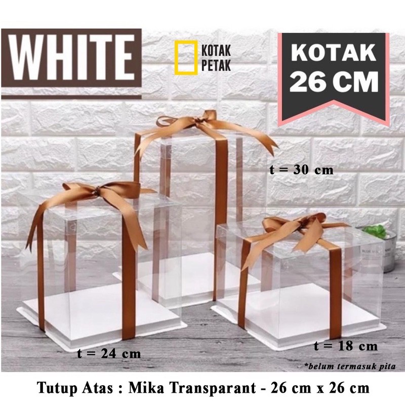 

Kotak Kue Mika Transparant 26 cm x 26 cm PET - tutup atasan mika