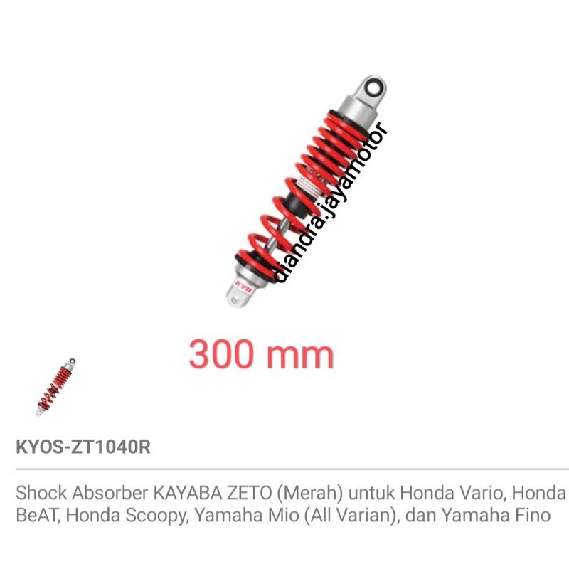 Shockbreaker KYB zeto 300 mm for all matic beat.vario.mio.spin