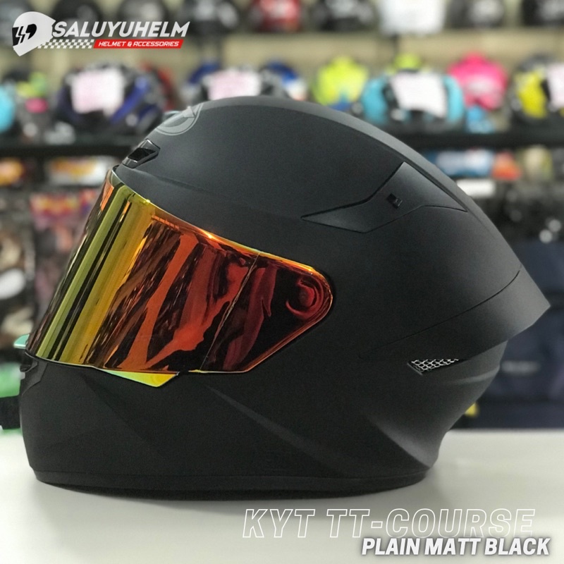 HELM KYT TT-COURSE BLACK DOFF VISOR FLAT IRIDIUM RED