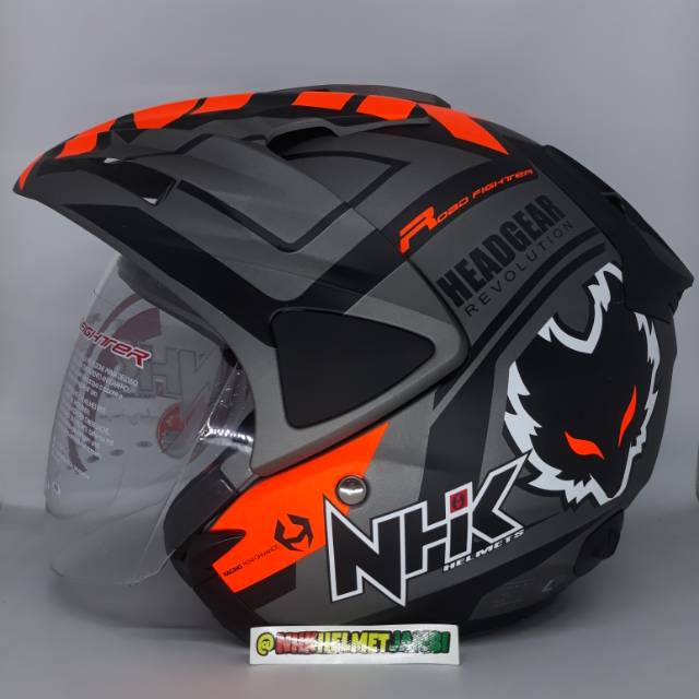 HELM NHK PREDATOR MOTIF HEAD GEAR GUNMET/ORANGEDOF BERKUALITAS