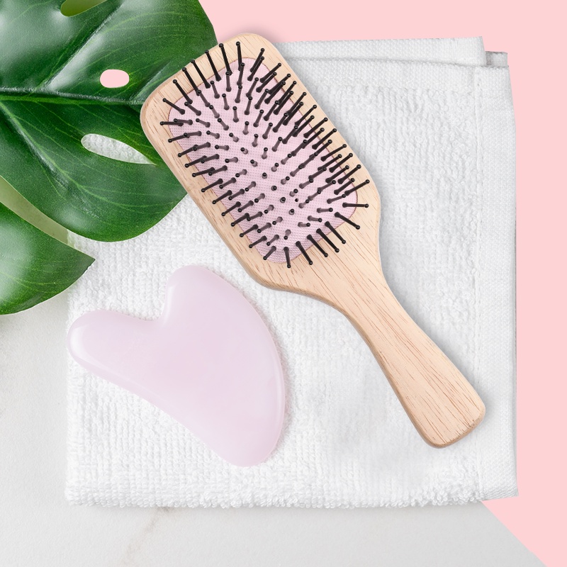 JD Wooden Hair Combs Hair Brush-bahan ​yang lembut Rectangle Medium merupakan sikat rambut yang terbuat dari bahan kayu