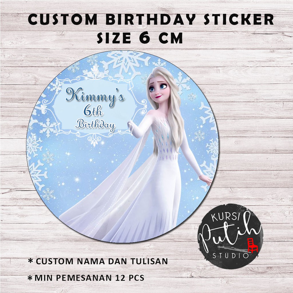 

custom birthday sticker tema frozen elsa
