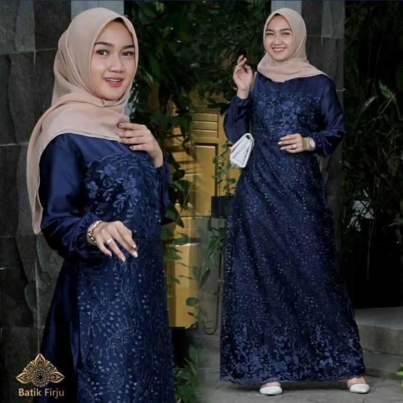 Saroja Batik (365) Gamis Brokat Premium Gamis Brokat Aura Gown | SJ Fashion