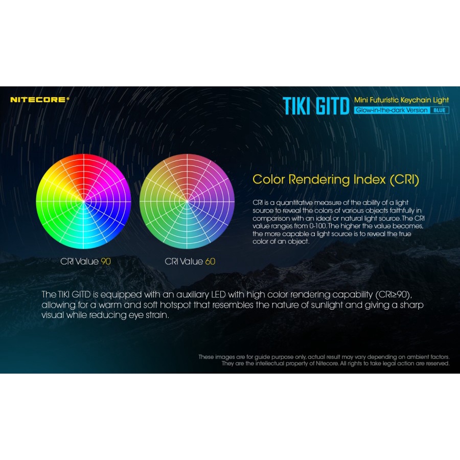 Nitecore TIKI GITD Senter LED Glow In The Dark OSRAM P8 300 Lumens - Blue