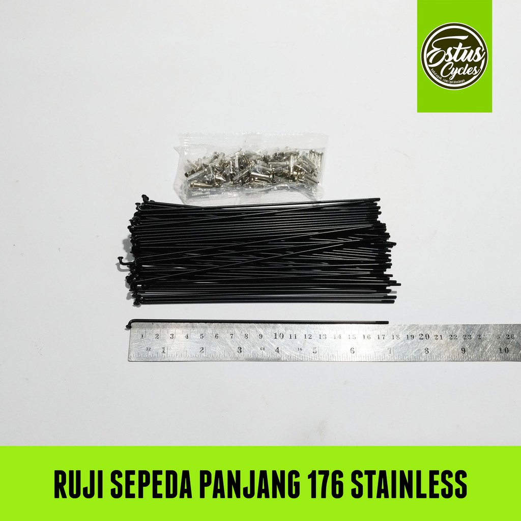 Ruji Sepeda 20 Spoke Roda Jari-jari Stainless Ukuran 14G x 176 mm Estus Cycles