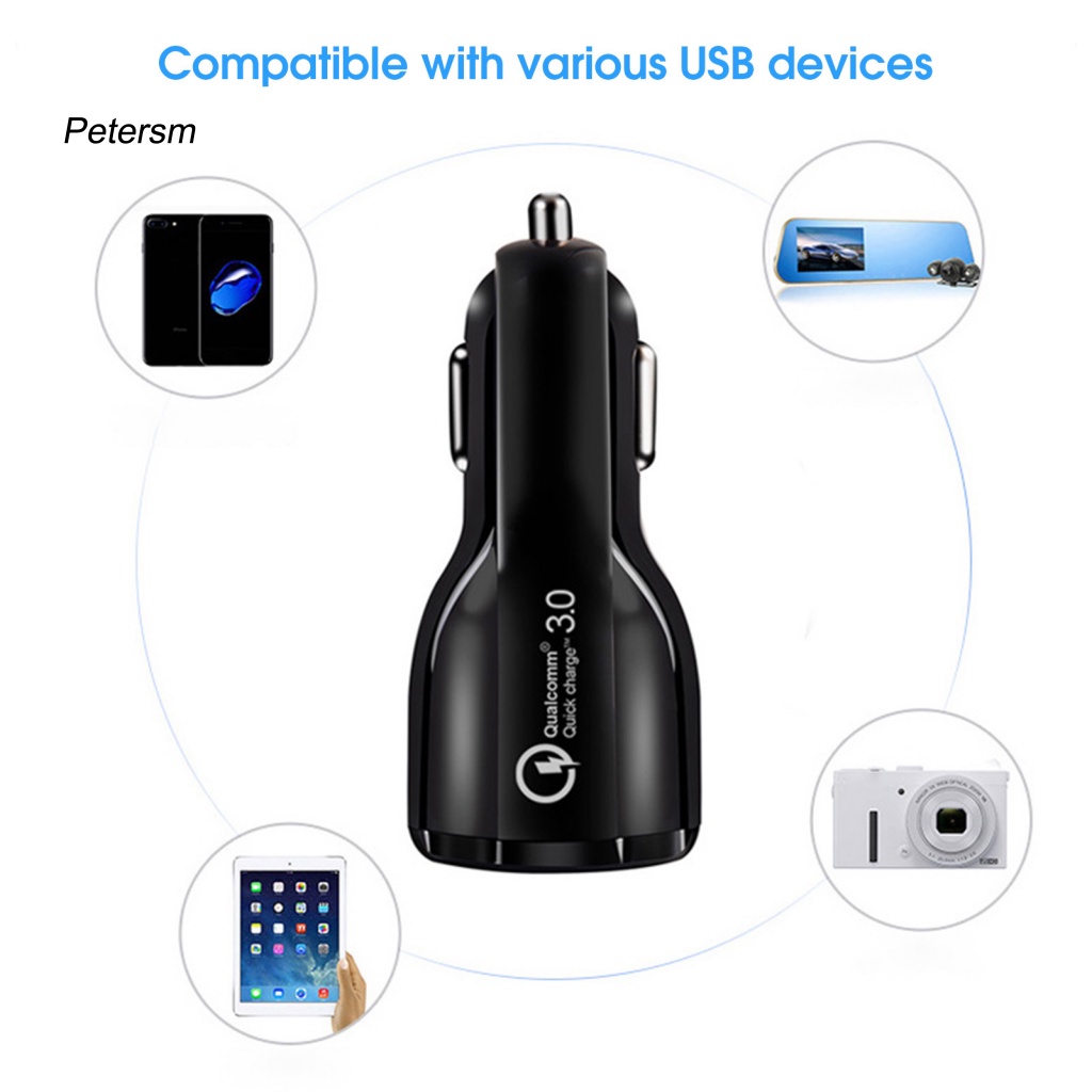 Charger Mobil Universal 12 / 24V Dengan Port USB QC3.0 Bahan PP