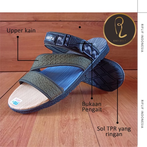 Sandal Selop Cowok Keren Bahan Kain / Sandal Selop Terbaru Pria Murah Warna Army untuk Jalan- Jalan Santai