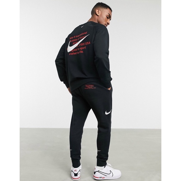 nike double swoosh crewneck sweatshirt black original