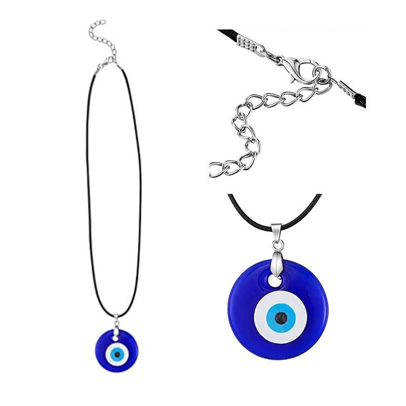 Kalung Rantai Bahan Stainless Steel Desain Evil Eye Greek