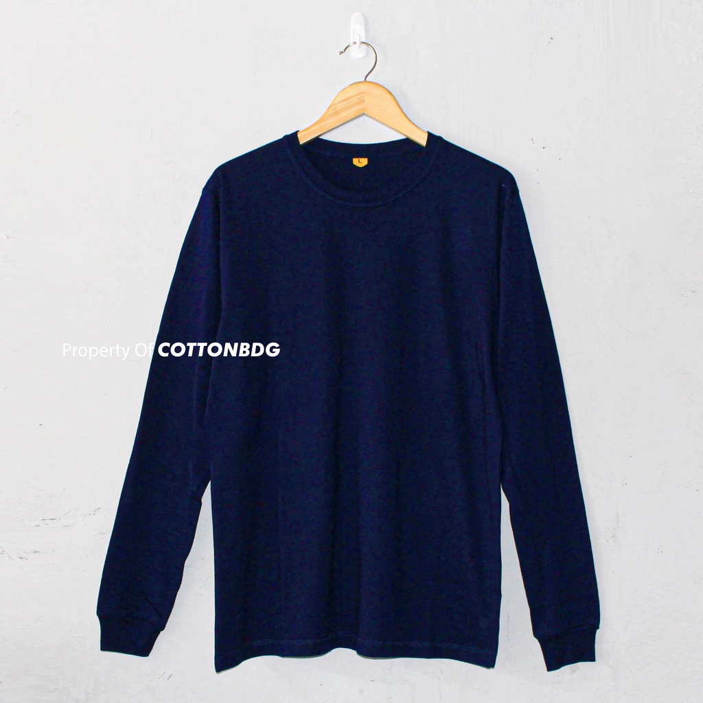 KAOS POLOS NAVY BLUE PRIA WANITA LENGAN PANJANG UKURAN S-XL BAHAN COTTON COMBED 30S ORGINAL